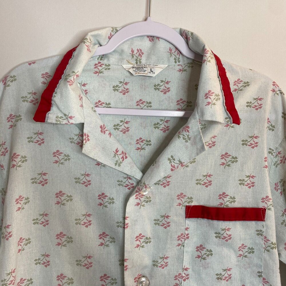 Vintage JC Penney Ditsy Flower Print Long Sleeve Button Up Pajama Set Size L - Picture 3 of 14